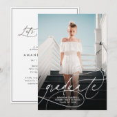 1 Foto Modern Minimalist Elegant Graduparty Kaart (Voorkant / Achterkant)
