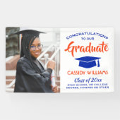 1 Foto modern Oranje en blauw Afstuderen Spandoek (Horizontaal)