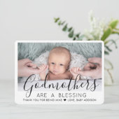 1 Foto Moderne doop of doopmoeder Bedankkaart (Staand voorkant)