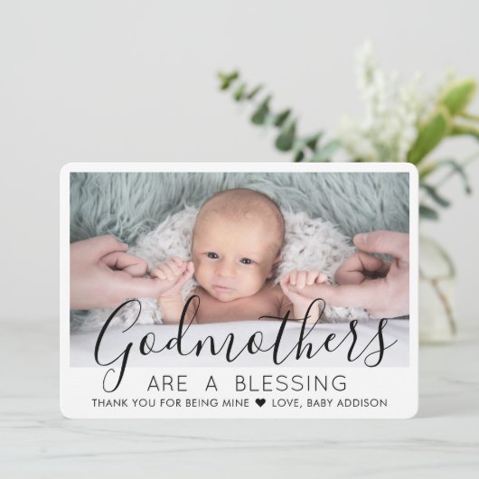 1 Foto Moderne doop of doopmoeder Bedankkaart (Staand voorkant)