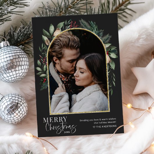 1 Foto Moderne Groene Boog Prettig Kerstfeest Feestdagenkaart