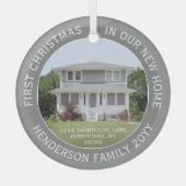 1 Foto nieuw adres Eerste Kerstgrijs Glas Ornament (Voorkant)