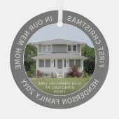 1 Foto nieuw adres Eerste Kerstgrijs Glas Ornament (Achterkant)