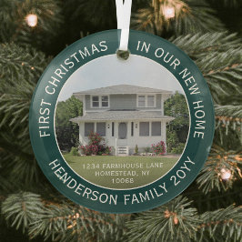 1 Foto nieuw startadres eerste kerstgroen Glas Ornament