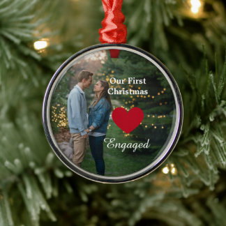 1 Foto Onze eerste kerst verloofd /custom Metalen Ornament