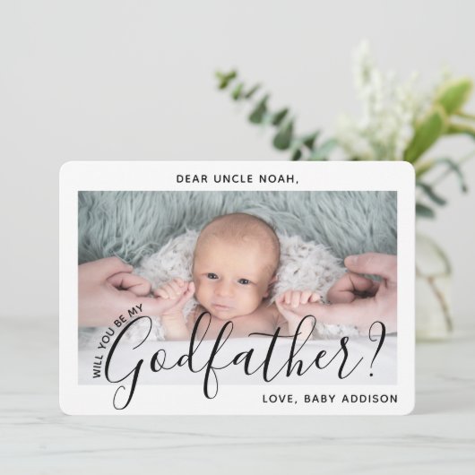 1 Foto Oom Van de Bruid Voorstel Moderne Elegante  Kaart (Staand voorkant)