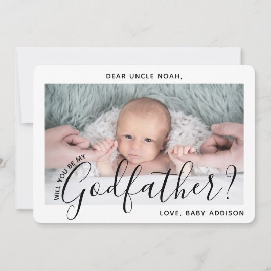 1 Foto Oom Van de Bruid Voorstel Moderne Elegante  Kaart (Voorkant)