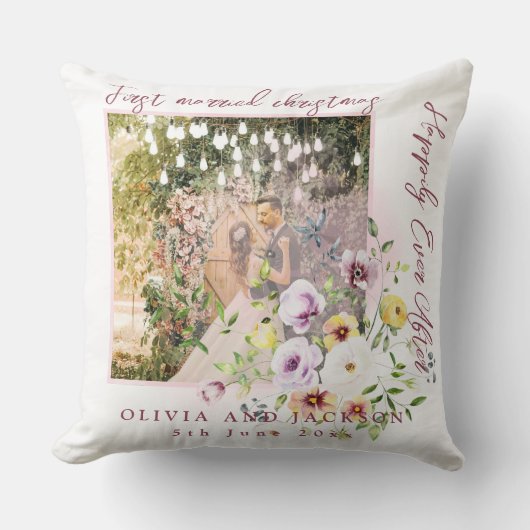 1 foto Passen getrouwd 1e getrouwd kerst roze teks Kussen (Voorkant)