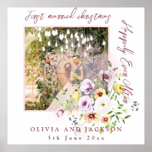 1 foto Passen getrouwd 1e getrouwd kerst roze teks Poster