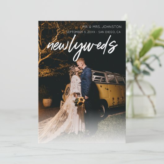 1 Foto Passen getrouwd Aankondiging - Wit (Staand voorkant)