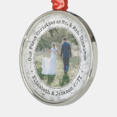 1 Foto Passen getrouwd Eerste Kerstmis Metalen Ornament (Links)