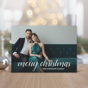1 Foto Prettig Kerst Script Houndstooth  Feestdagenkaart