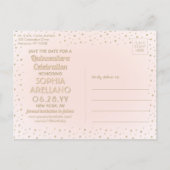 1 Foto Quinceanera Save the Date Pink and Gold Uitnodiging Briefkaart (Achterkant)