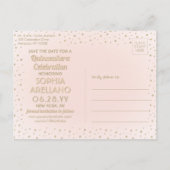 1 Foto Quinceanera Save the Date Pink and Gold Uitnodiging Briefkaart (Achterkant)