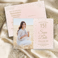 1 Foto Quinceanera Save the Date Pink and Gold