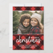 1 Foto Red Black Buffalo Pset Merry Kerstry Feestdagenkaart (Voorkant)