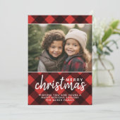 1 Foto Red Black Buffalo Pset Merry Kerstry Feestdagenkaart (Staand voorkant)