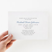 1 Foto Religieuze Cross Blue Boy Baptism Gold Folie Uitnodiging