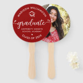 1 Foto Rood Afstuderen Modern Script Hearts Pet Handwaaier (Voorkant en achterkant)