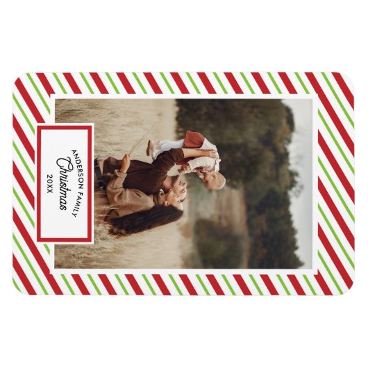 1 Foto Rood en Groen Diagonale Strepen Magneet (Horizontaal)