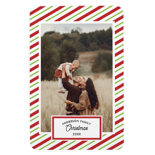 1 Foto Rood en Groen Diagonale Strepen Magneet (Verticaal)