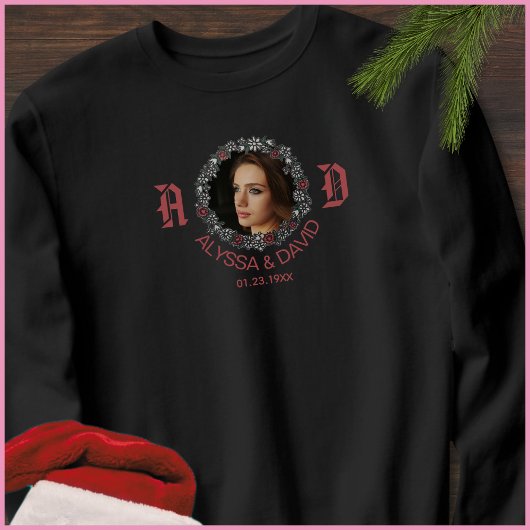 1 Foto Rood Monogram Echtgenoot & Echtgenote Naam  Trui