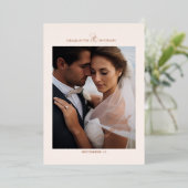 1 Foto, Roos-Goud-Folie, DANK U! Folie Uitnodiging (Staand Voorkant)