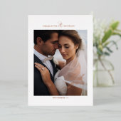 1 Foto, Roos-Goud-Folie, DANK U! Folie Uitnodiging (Staand Voorkant)