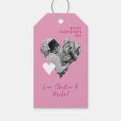 1 Foto Valentijnsdag Modern Heart Love Pink Gift Cadeaulabel (Voorkant)