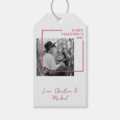 1 Foto Valentijnsdag modern rood en roze Cadeaulabel (Voorkant)