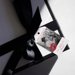 1 Foto Valentijnsdag modern rood en roze Cadeaulabel