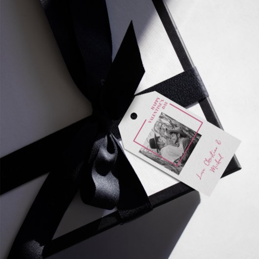 1 Foto Valentijnsdag modern rood en roze Cadeaulabel