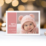 1 Foto van Collage Minimal Christmas coral christm Feestdagenkaart<br><div class="desc">Farmhouse coral peach Pset Pattern op de rug - Een eenvoudige,  minimalistische feestelijke groet met 1 vierkante foto en moderne kalligrafie. Bewas uw foto's in vierkanten alvorens te uploaden.</div>