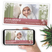 1 foto van het seizoen met sneeuwvlokken feestdagenkaart