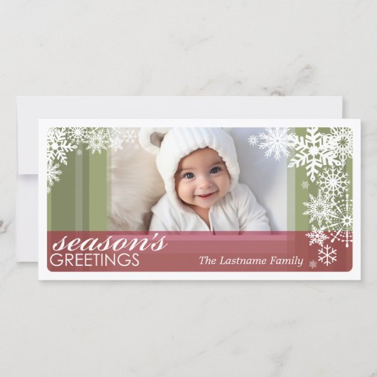 1 foto van het seizoen met sneeuwvlokken feestdagenkaart (Voorkant)