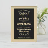 1 Foto Verjaardag Surprise Feestje Zwart en Goud Save The Date (Staand voorkant)