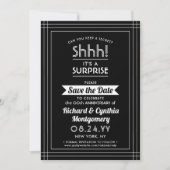 1 Foto Verjaardag Surprise Feestje Zwart en Wit Save The Date (Voorkant)