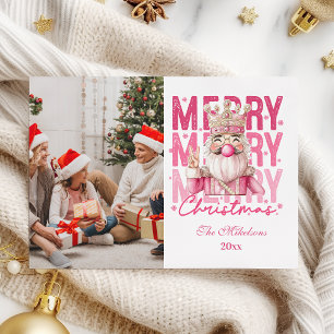 1 Foto Vintage Roze Notenkraker Kerstmis Feestdagenkaart