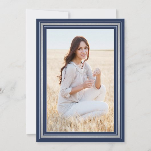 1 Foto Virtual Afstuderen Navy Blue Silver Kaart (Achterkant)