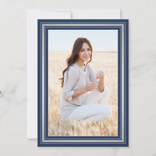 1 Foto Virtual Afstuderen Navy Blue Silver Kaart (Achterkant)