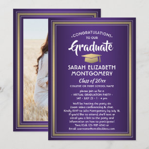 1 Foto Virtual Graduation Party Paars Gold White Kaart