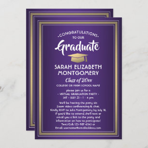 1 Foto Virtual Graduation Party Paars Gold White Kaart