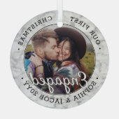 1 Foto voor eerste kerstmis met Faux Marble Round Glas Ornament (Achterkant)