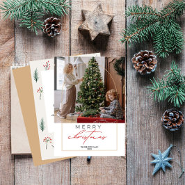 1 Foto Vrolijk Kerstfeest Gepersonaliseerde vakant Feestdagen Kaart