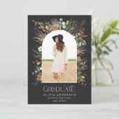 1 foto waterverf botanische florale  afstuderen aankondiging (Staand voorkant)