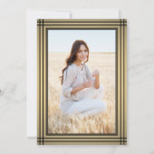 1 Foto zwart en Gold Faux Folie Modern Afstuderen Kaart (Achterkant)