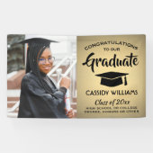 1 Foto zwart & Gold Faux Folie Afstuderen Spandoek (Horizontaal)