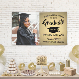 1 Foto zwart & Gold Faux Folie Afstuderen Spandoek
