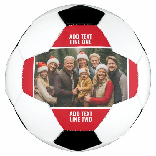1 Fotocollage Familie - Effen rood met tekst Voetbal (Voorkant)