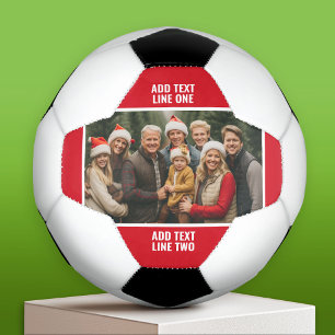 1 Fotocollage Familie - Effen rood met tekst Voetbal
